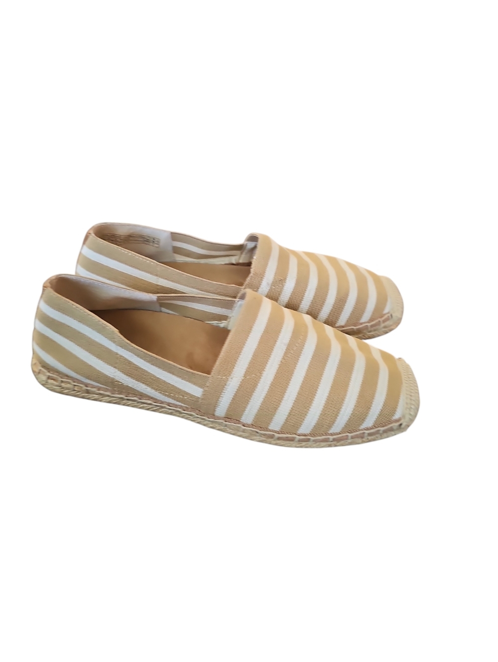 Vionic Valeri Slip On Sand Striped Canvas Espadrille Slip-Ons in Beige & White 9 - Picture 4 of 8
